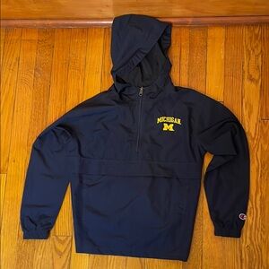Champion Michigan Maize and Blue Raincoat Weather-Resistant Hooded Jacket